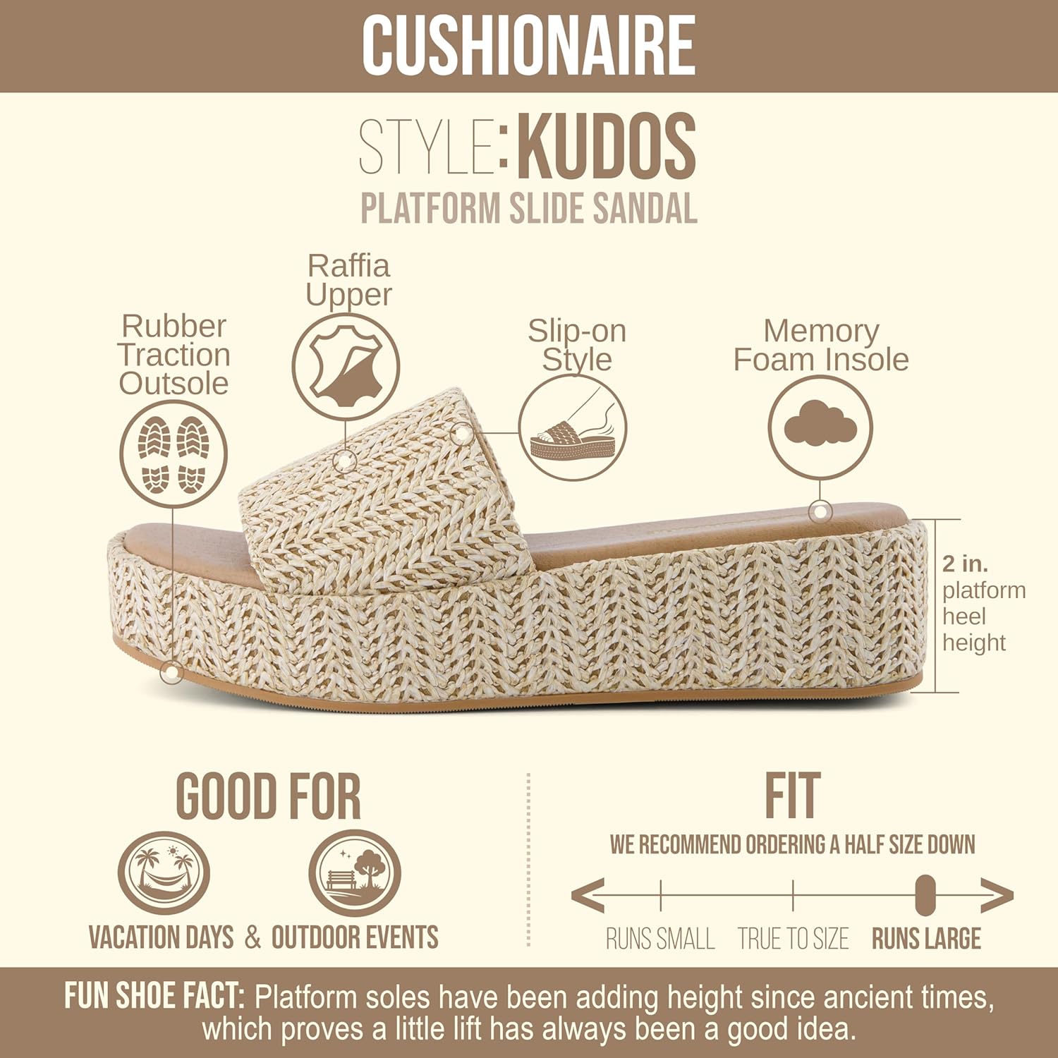 CUSHIONAIRE Women's Kudos Platform Slide Sandals