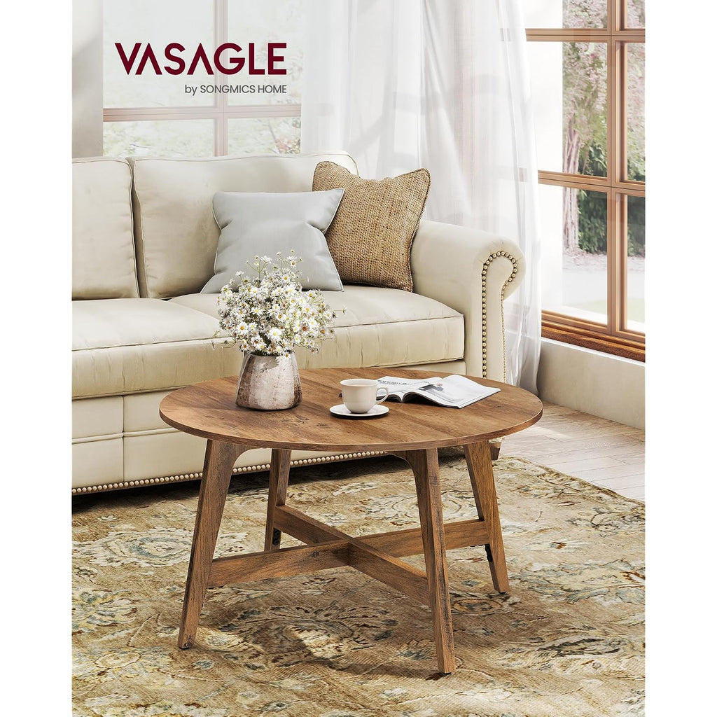 Vasagle Maezo Collection - Round Coffee Table, 31.5-Inch Center Table, Tapered Legs, Curved Transitions, Easy To Assemble, For Living Room, Honey Brown Ulct251Kb01S
