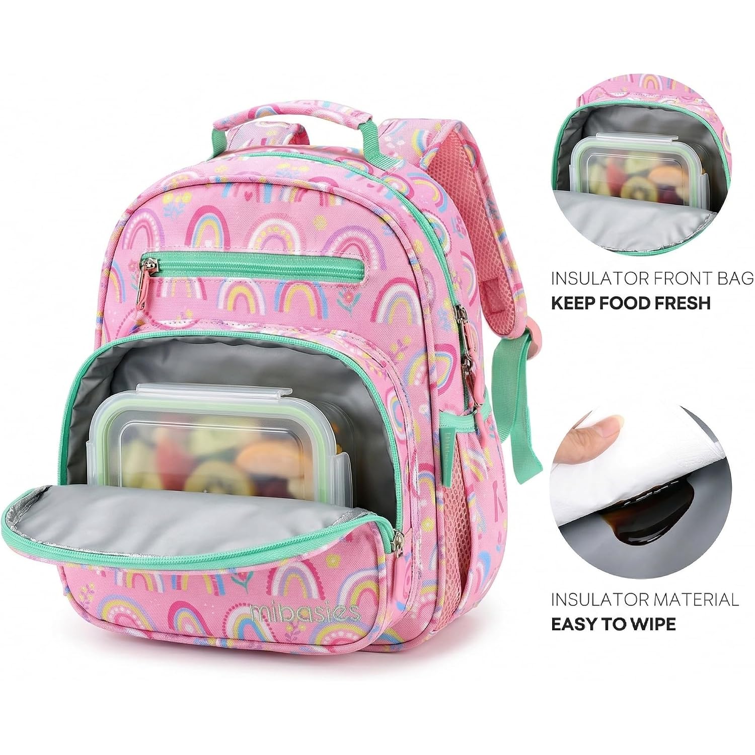Girls Backpack 5-8: Lightweight Kids Backpacks For Girls - Girl Bookbag For Elementary School - Rainbow Pink