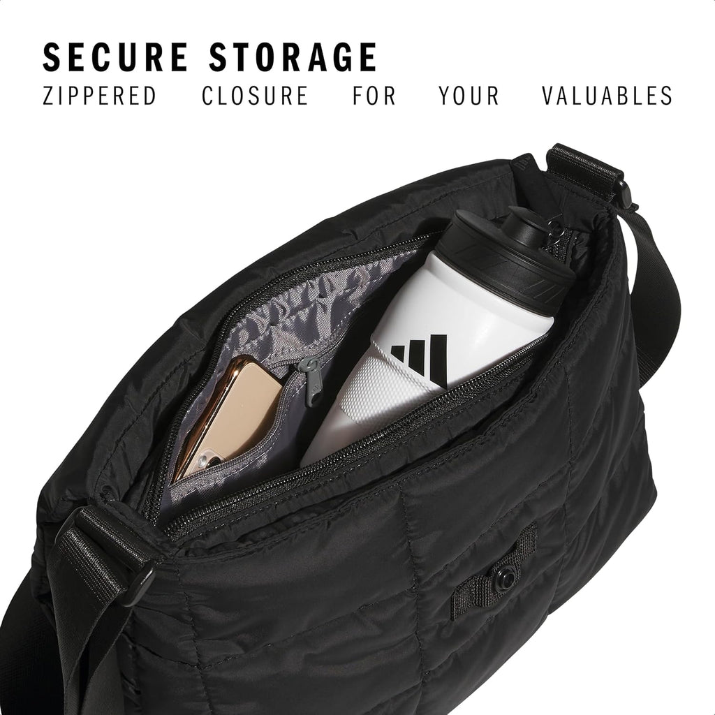 Adidas Unisex Quilted Crossbody Bag – Soft Cushioned Puffer Purse, Foldover
