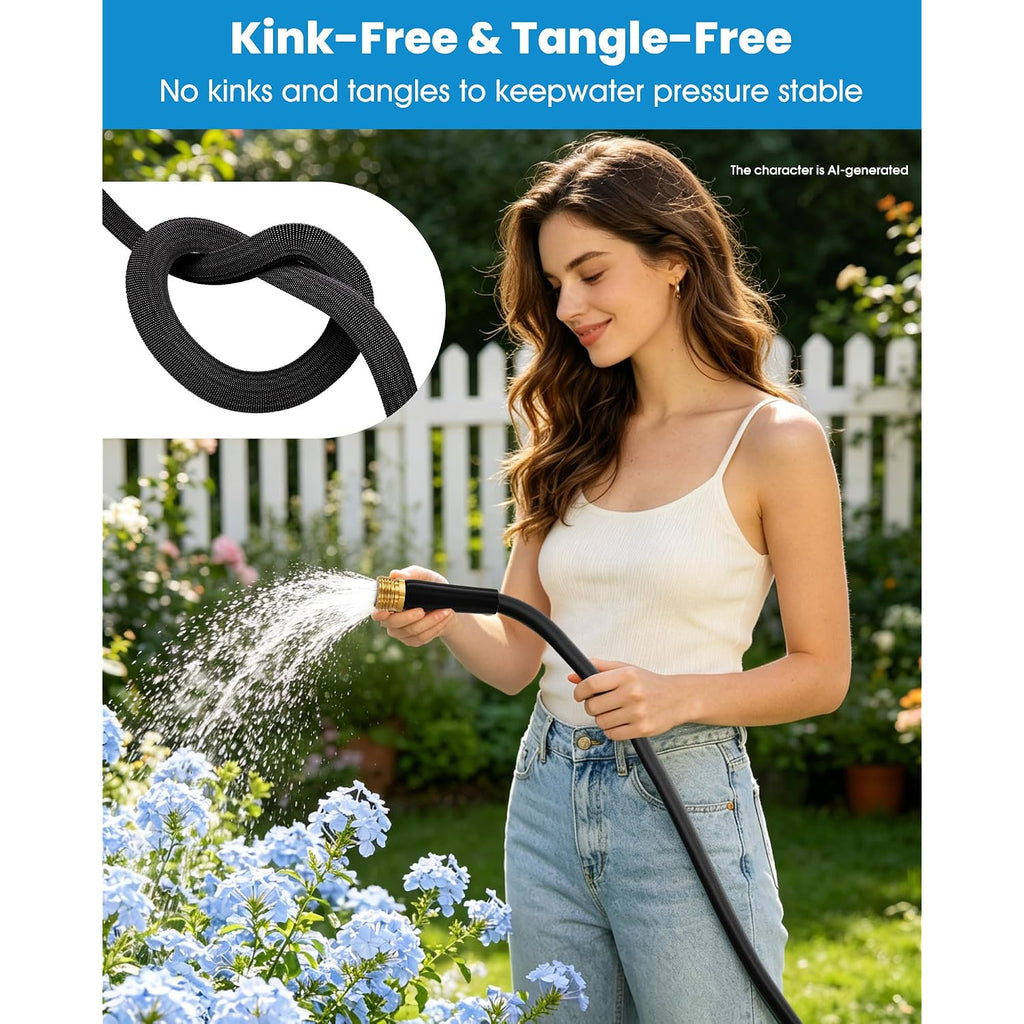 50 Ft Garden Hose, Non-Expanding Water Hose, Ultra Flexible, Burst-Resistant, Kink-Free, High-Pressure Garden Hose For Easy All-Weather Use On Lawns, Gardens, And Outdoor Cleaning