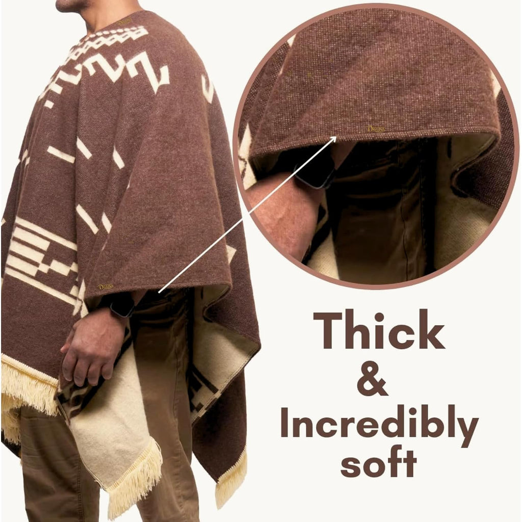 Clint Eastwood, Alpaca Wool Poncho: Western Style, Unique And Handmade In Ecuador. Thick, Warm And Soft Wool Poncho