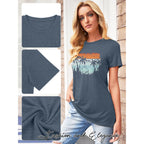 TAKEYAL Women Los Angeles Graphic T Shirts California Letter Print Short Sleeve Tee Loose Casual Tops E Blue 4