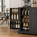 Hostack 54"W Kitchen Buffet Cabinet With Storage, Coffee Bar Cabinet, Black | Dual Swing-Out Door Racks, Large Drawer & Adjustable Shelves, Modern Sideboard Storage Cabinet For Dining Room, Living Room