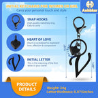 A-Z Heart Initial Letter Keychain, Stainless Steel Alphabet Charm for Handbags, Gift for Women and Girls