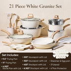 CAROTE Pots and Pans Set, Nonstick Cookware Sets, 21pcs Induction Cookware Kitchen Set Non Stick Cooking Set w/Frying Pans & Saucepans (PFOS, PFOA Free)