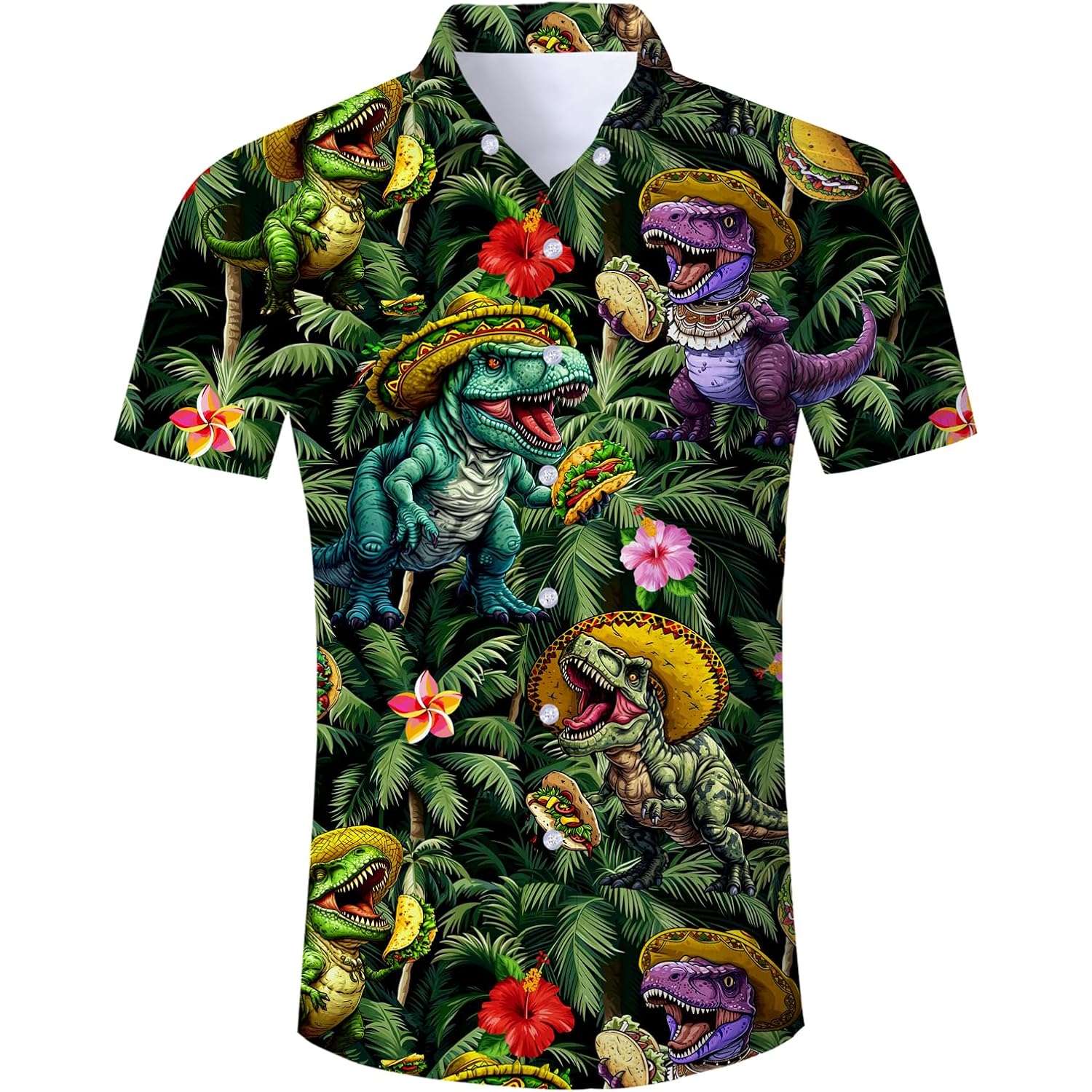 Raisevern Mens Hawaiian Shirt Casual Button Down Short Sleeve Tropical Beach Dress Shirt For Summer Holiday