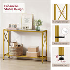 Entryway Table 41.8”, 2-Tier Entry Way Console Entrance Table, Narrow Sofa Table With Shelves, Ideal For Hallway, Entryway, Living Room, Foyer, Corridor, And Office (Gold & White)
