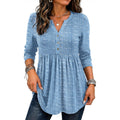 Zeagoo Women Blouses Long Sleeve Shirts Boho Henley V Neck Tops Business Casual Loose Pleated Fashion Clothing
