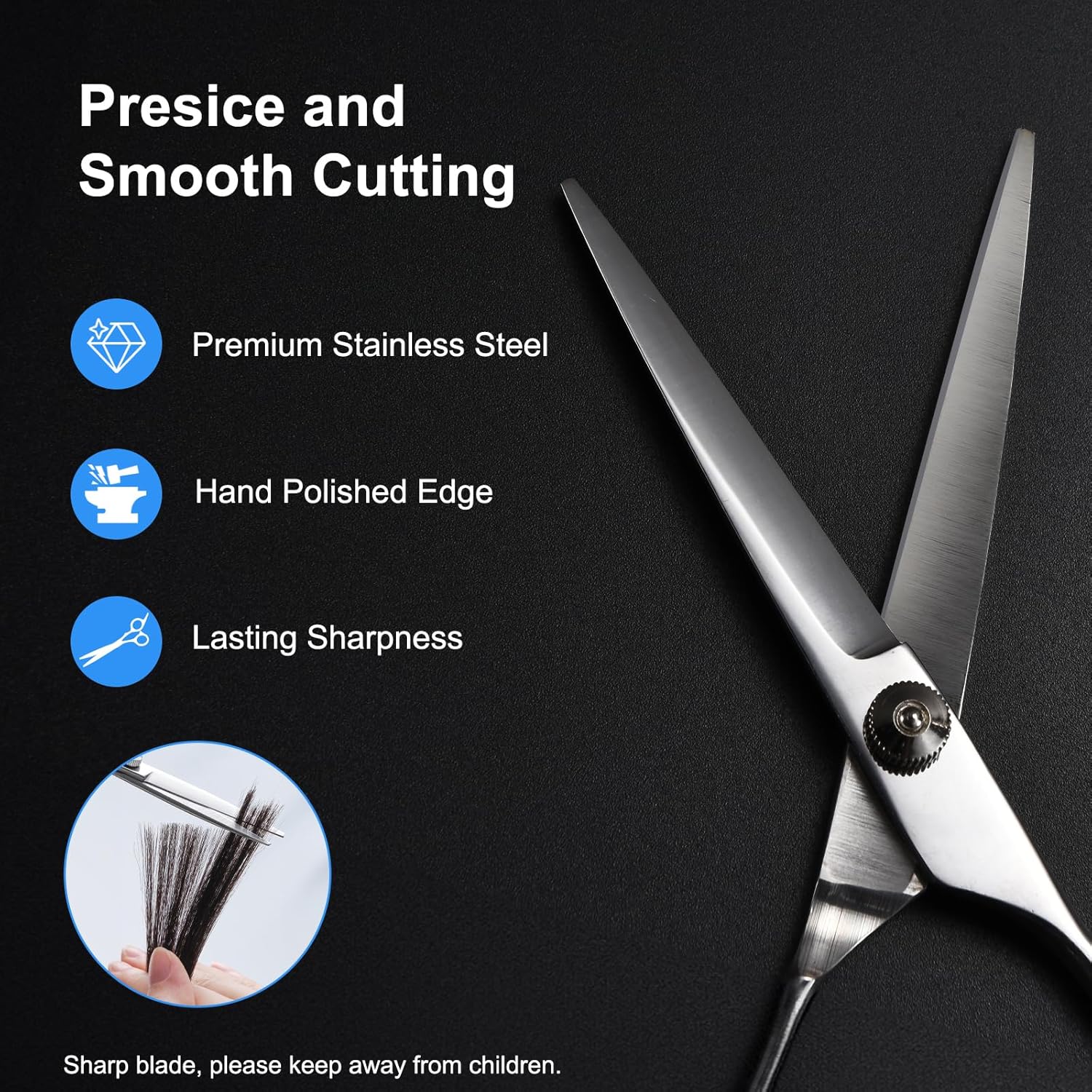 Hair Cutting Scissors, 6.5" Stainless Steel Barber Haircut Shears for Men/Woman, Professional Trimming Scissors Kit for Salon and Home Use, Sharp Edge for Precise Cutting