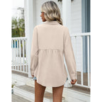 Womens Cotton Linen Button Down Shirts Loose Fit Long Sleeve Collared Blouse Casual V Neck Tops Outfits S-3XL