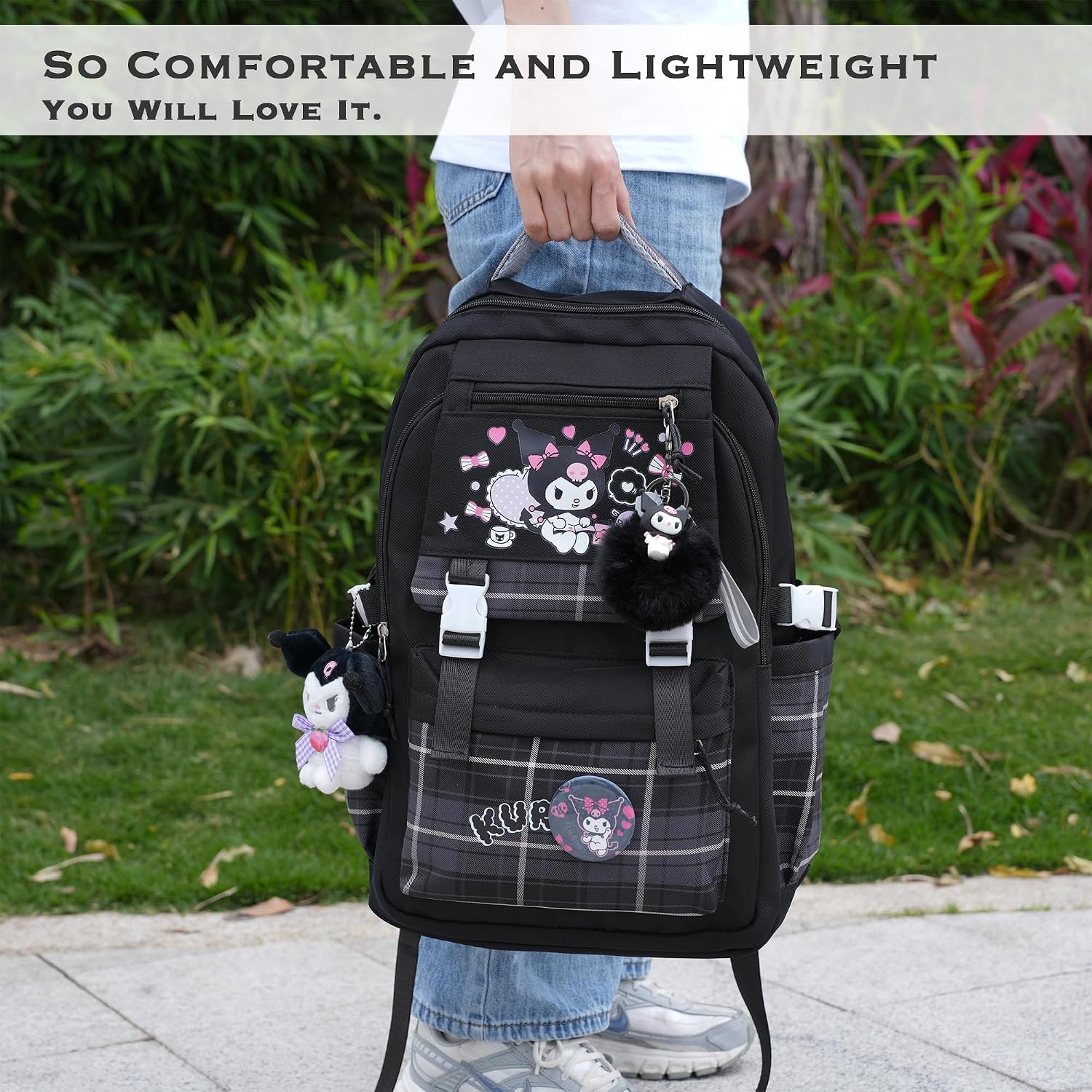 Juju Black Kawaii Backpack - Cute Kawaii Stuff Mochila Kawaii - Cute Backpacks For Girls - Backpacks For School Girls - Cute Backpack For School (Bla)