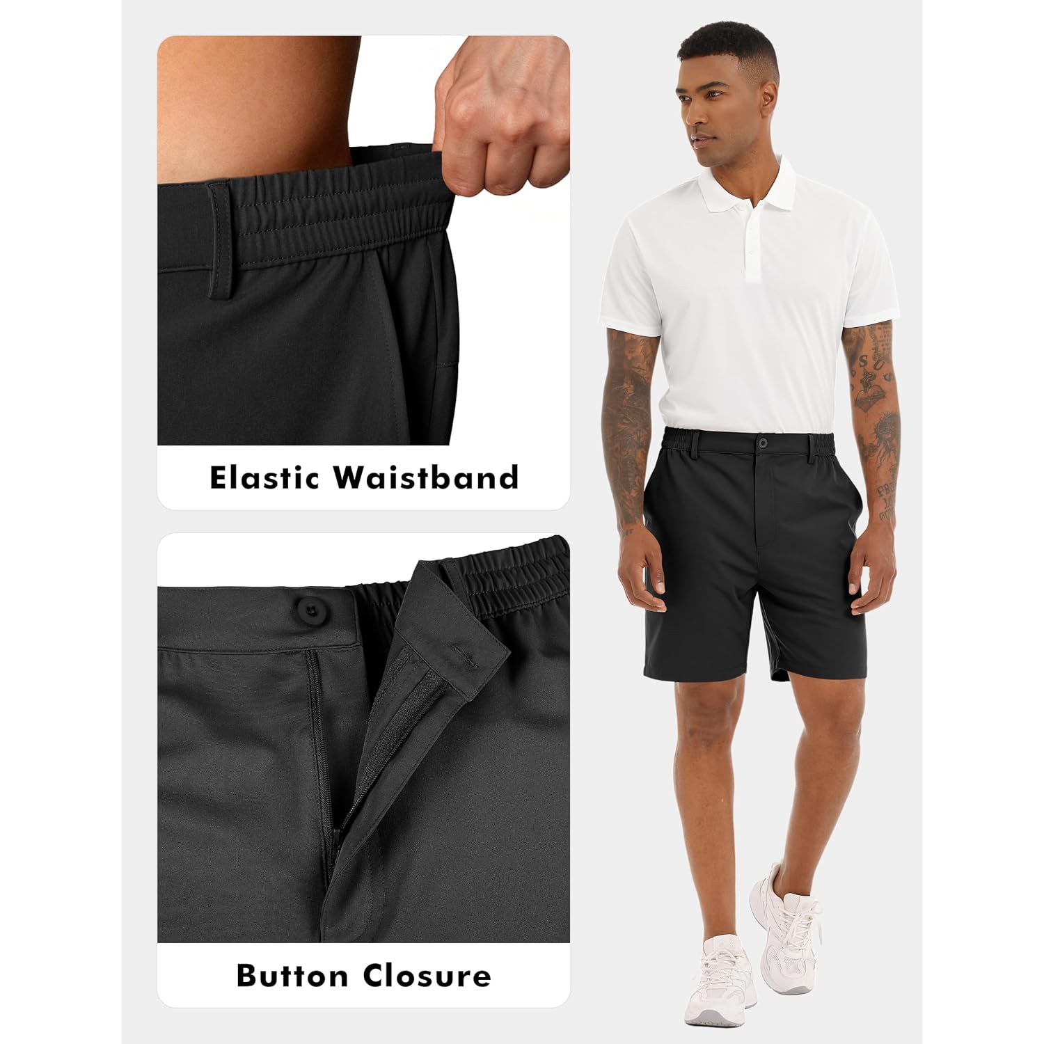 Mens Dress Golf Shorts 7 Inch Water Resistant Quick Dry 4 Pockets | Flat Front Chino Shorts,Sretch Lightweight Moisture Wicking,Classic Fit Suitable For Casual Daily,Office,Business And Work