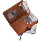 Wrangler Wallet for Women Bifold Card Holder with Zipper and ID Window