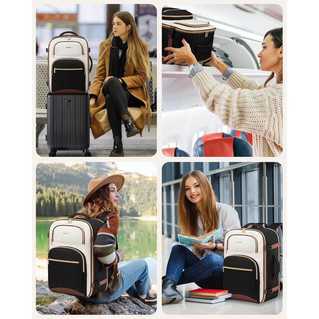Lovevook Travel Backpack For Women, 40L Airline Approved Carry On Backpack Luggage With 3 Packing Cubes, Tsa Personal Item Travel Bag, Waterproof Weekender Backpack Fits 17.3" Laptop