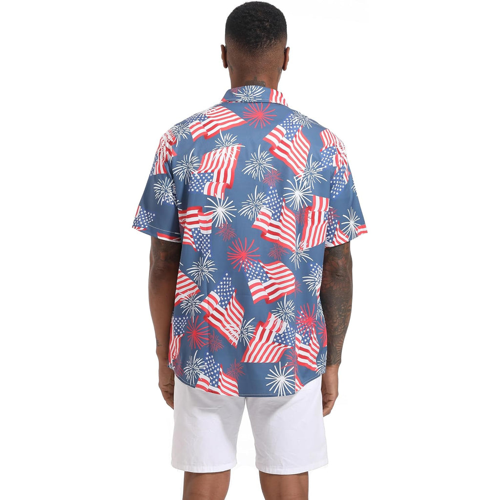 Men'S Casual Button Down Shirts Regular Fit Short Sleeve Hawaiian Shirt For Men
