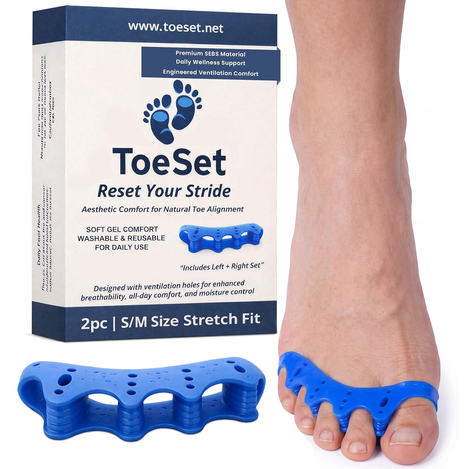 Toe Separators – Soft Gel Toe Spacers for Alignment, Stretching, Yoga and Everyday Foot Comfort (Small/Medium)
