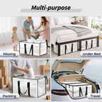 8 Pack Extra Large Heavy Duty Moving Bags, Clear Storage Bins With Lids, Reinforced Handles & Heavy-Duty Zippers Moving Boxes Storage Bags Totes For Clothes Packing, Dorms, College Supplies, Clear