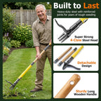 Weed Puller Tool Stand Up With Slide-Release Ejection, Reinforced Steel Weeder With 3-Section Long Handle, No-Touch Cleaning For Lawn & Garden, Heavy Duty No Bend Weeding Tool For Dandelions, Thistles