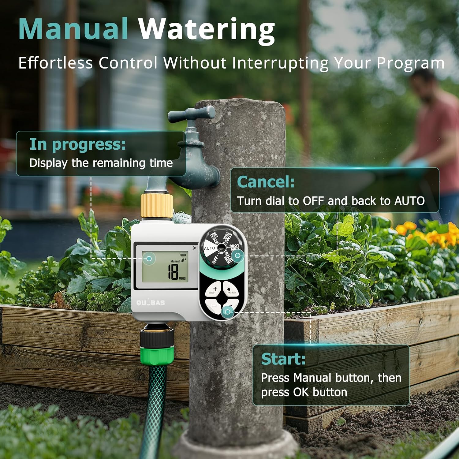 Brass Sprinkler Timer, Programmable Water Hose Timer For Garden Hose Faucet With Waterproof Hd Screen, Rain Delay/Manual/Automatic Irrigation Watering System For Garden, Lawn, Yard