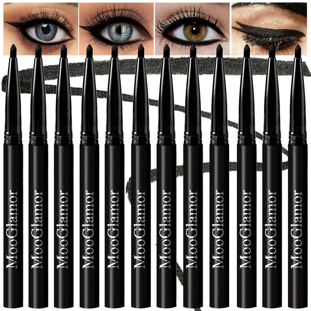 New 12 Pcs Black Eyeliner Pencil Gel Eyeliner Pencil With Waterproof And Retractable Eye Liner For Bold And Defined Eye Liner（Black）