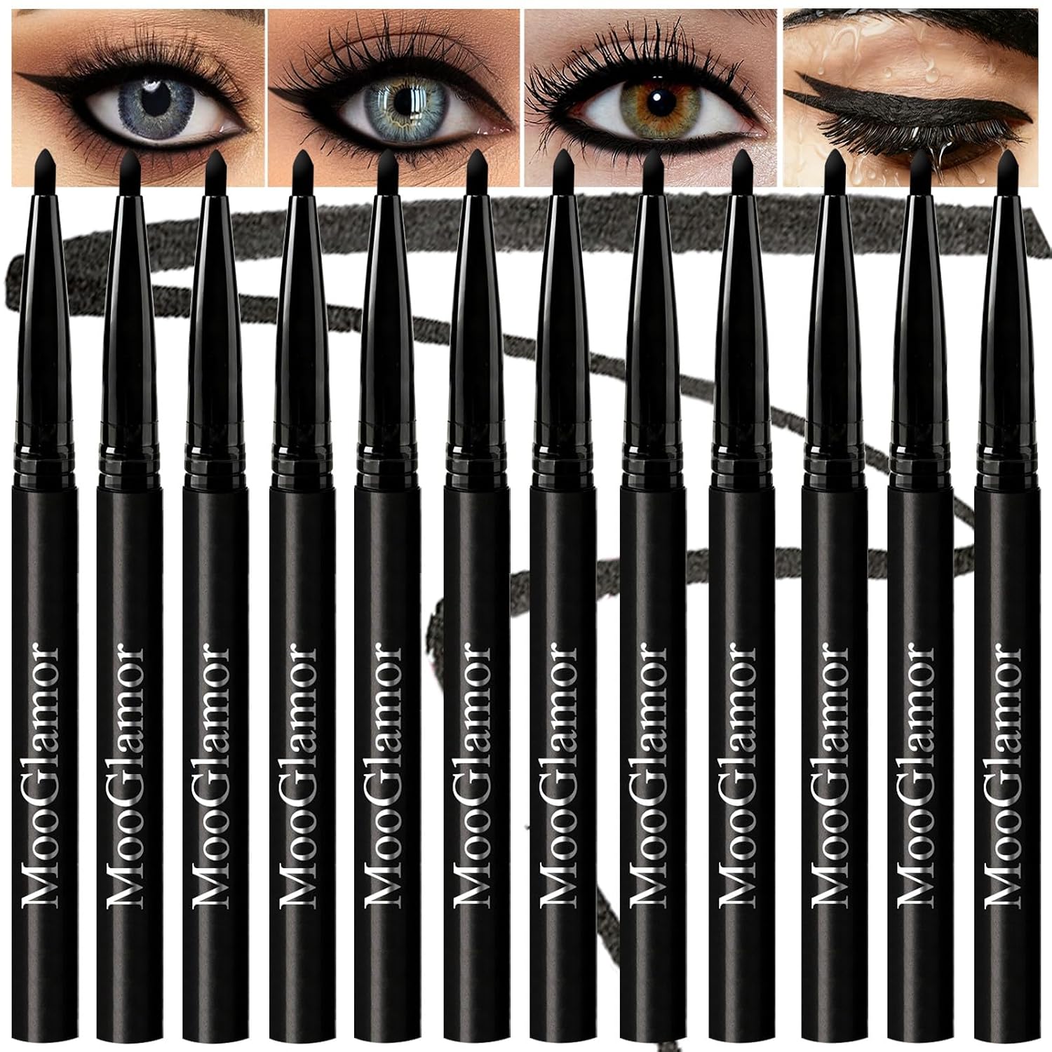 New 12 Pcs Black Eyeliner Pencil Gel Eyeliner Pencil With Waterproof And Retractable Eye Liner For Bold And Defined Eye Liner（Black）