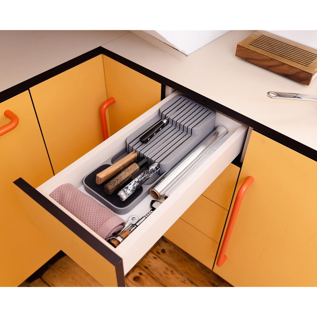 Joseph Joseph DrawerStore Knife Organizer, holds up to 9 knives, Kitchen Organization & Drawer Storage – Compact, Gray