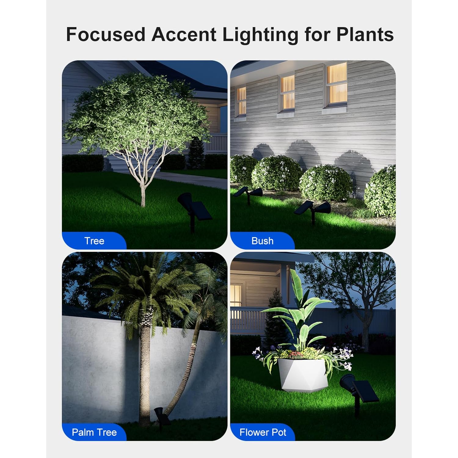 Solar Spot Lights Outdoor Waterproof For Flag, Palm Tree, Pole, Sign, Statue, Mailbox, Bright Led Outside Landscape Flood Spotlights For Accent Uplighting Yard, Garden, House, Backyard, Patio