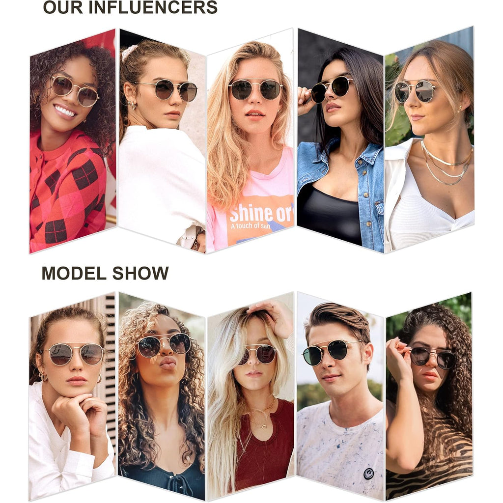 Sojos Retro Vintage Round Polarized Sunglasses For Women Men Double Bridge Circle Sunnies Sj1104