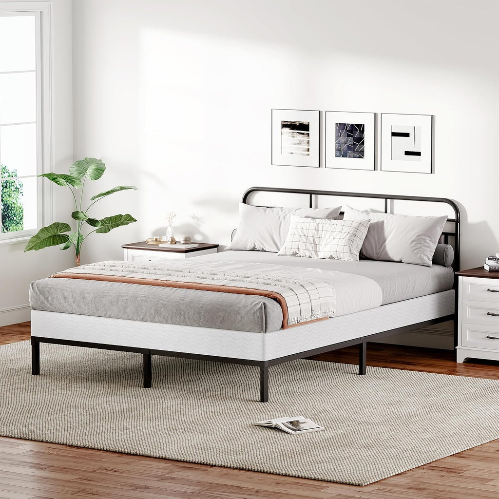 7 Inch Box Spring For Queen Bed, Quick Assembly Queen Size Metal Mattress Foundation With Fabric Cover, Strong Steel Frame, Heavy Duty, Low Profile Bed Frame Base Cama, Queen Upgraded Version