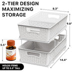 Simple Houseware 2 Tier Pull-Out Sliding Drawer Under Sink Storage, White | Great For Kitchen Bathroom Tray Shelf Organizer