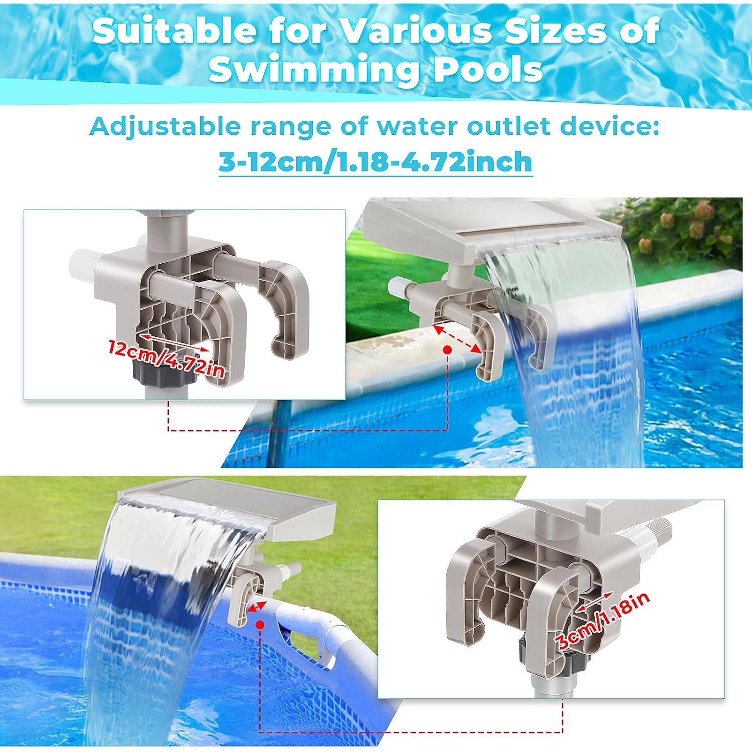 Hanaoyo Pool Fountain Waterfall - Smooth Flowing Above Ground Pool Accessory For Outdoor Decor And Relaxation