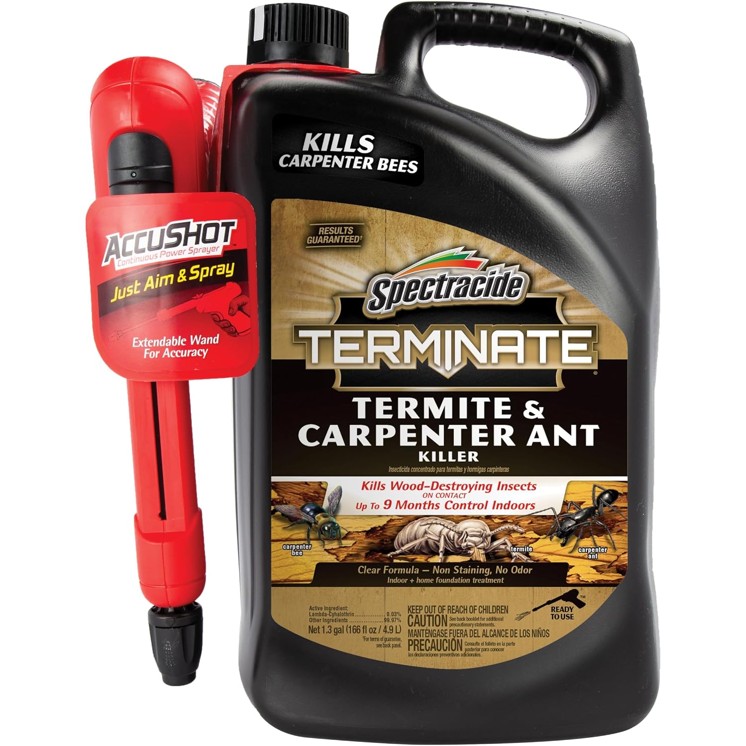 Spectracide Terminate Termite & Carpenter Ant Killer, 1.33 Gallons, With Accushot Sprayer, 170.56 Oz