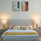 25.75" Rattan Ceramic Table Lamps, Wicker Lamps Set Of 2 For Bedroom, White | Rattan & White Ceramic Lamps, Stable Durable Gold Base, Farmhouse & Boho Home Decor, For Living Room, End Table, Sofa Table