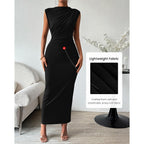 Btfbm Women Ruched Bodycon Maxi Dresses Summer Casual Sleeveless Lightweight Slit Elegant Cocktail Wedding Guest Dress