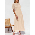 Prettygarden Womens Eyelet Cover Up Dress 2026 Summer Vacation Resort Maxi Dresses Beach Short Sleeve Hollow Out Sundress