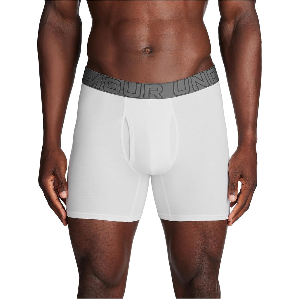 Under Armour Men'S Performance Cotton Boxerjock Brief Underwear, 6" Inseam, All-Day Comfort & Ultra-Soft, 3-Pack
