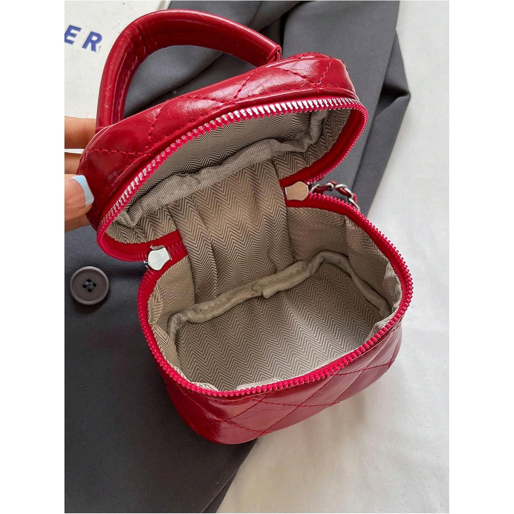 Women'S Quilted Zipper Crossbody Handbags Y2K Top Handle Small Bucket Bags Designer Satchel Purses
