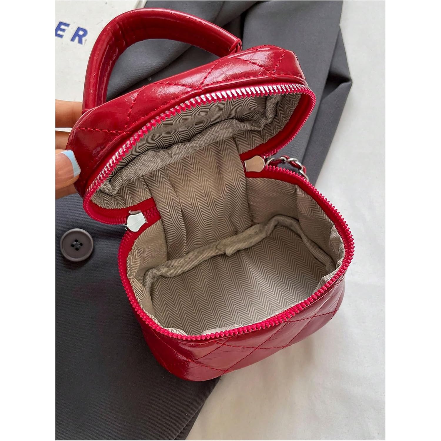 Women'S Quilted Zipper Crossbody Handbags Y2K Top Handle Small Bucket Bags Designer Satchel Purses