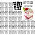CycleMore 40 Pcs 4oz Clear Glass Mini Mason Jars With Silver Separable Lids and Diamond appearance, Small Spice Canning Jars for Honey, Jam, Jelly, Wedding Favors, Kitchen Food Storage