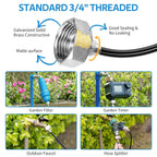 Misting Cooling System, 26Ft (8M) Misting Line + 7 Brass Mist Nozzles + Brass Adapter(3/4") Outdoor Mister For Patio Backyard Garden Greenhouse