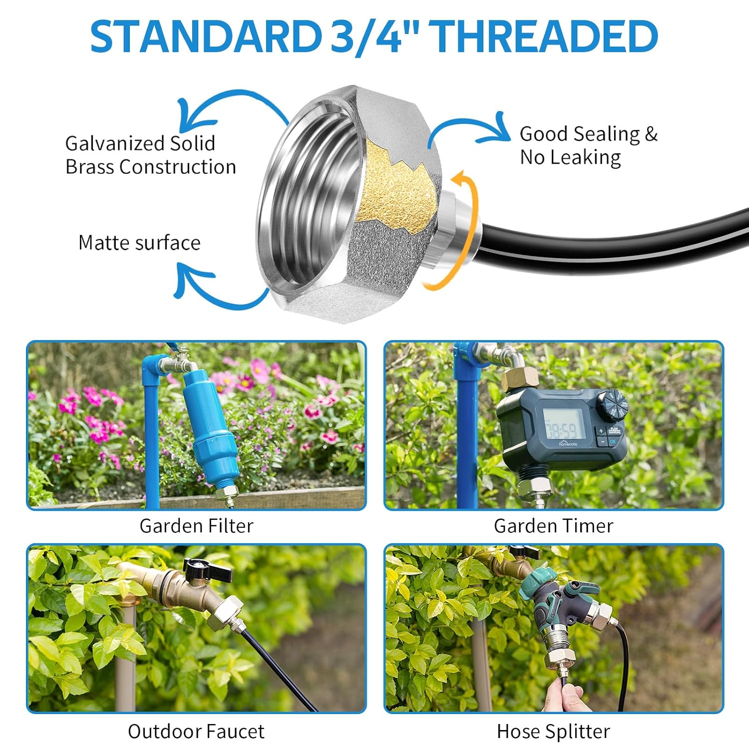 Misting Cooling System, 26Ft (8M) Misting Line + 7 Brass Mist Nozzles + Brass Adapter(3/4") Outdoor Mister For Patio Backyard Garden Greenhouse