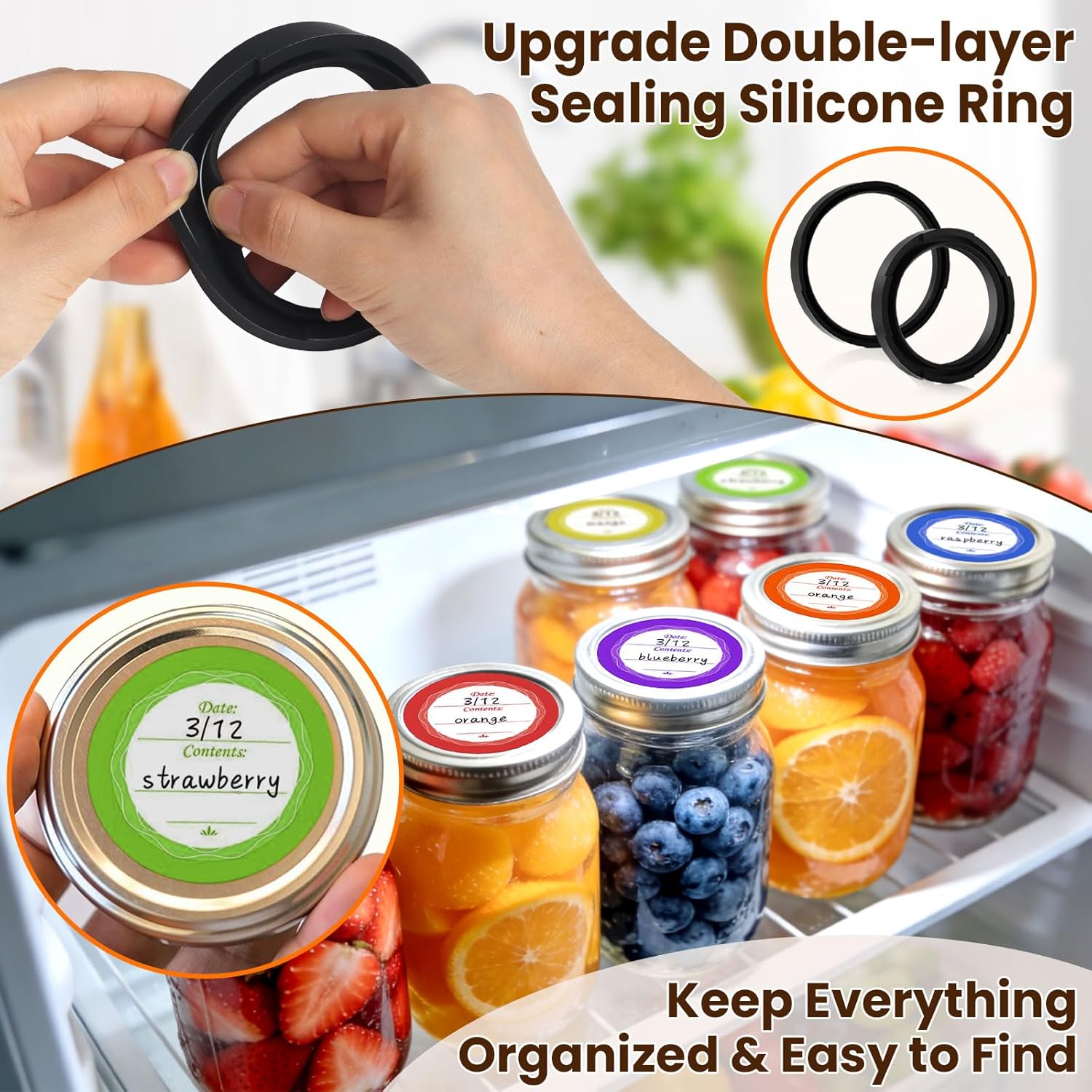 UNERVER Mason Jar Vacuum Sealer Kit, Electric Airtight Food Saver for Wide & Regular Mouth Jars, Easy One-Touch Vacuum Sealer for Meal Prep, Pantry Storage & Keeping Food Fresh Longer
