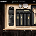 Madesmart Knife Mat, Compact Soft-Grip Slot Organizer For 5 Knives, Non-Slip Drawer Insert Protects Blades And Maximizes Space, Carbon