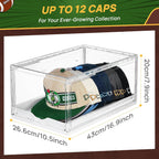 Vtopmart 2 Pack Clear Hat Organizer Drawer For Baseball Caps, Stackable Display Case With Magnetic Door, Each Holds 12 Hats