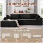 Korser 108" L-Shaped Modular Sectional Sofa With Chaise, Boneless Comfy Corduroy Fluffy Couch With Deep Seat And Side Pockets, Flexible Module Combination For Living Room, No Assembly, Side Pockets