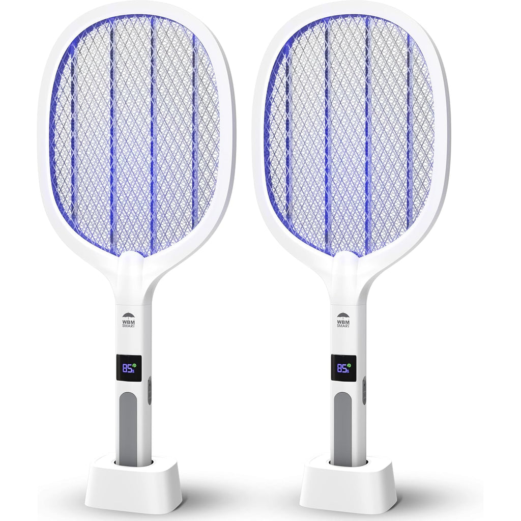 Wbm Smart 2 In 1 Electric Bug Zapper, Mosquitoes Trap Lamp & Racket, Usb Rechargeable Electric Fly Swatter For Home And Outdoor Powerful Grid 3-Layer Safety Mesh Safe To Touch, Pack Of 2