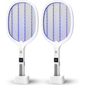 Wbm Smart 2 In 1 Electric Bug Zapper, Mosquitoes Trap Lamp & Racket, Usb Rechargeable Electric Fly Swatter For Home And Outdoor Powerful Grid 3-Layer Safety Mesh Safe To Touch, Pack Of 2