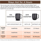 Nextmug - Temperature-Controlled, Self-Heating Coffee Mug (Black - 14 oz.)