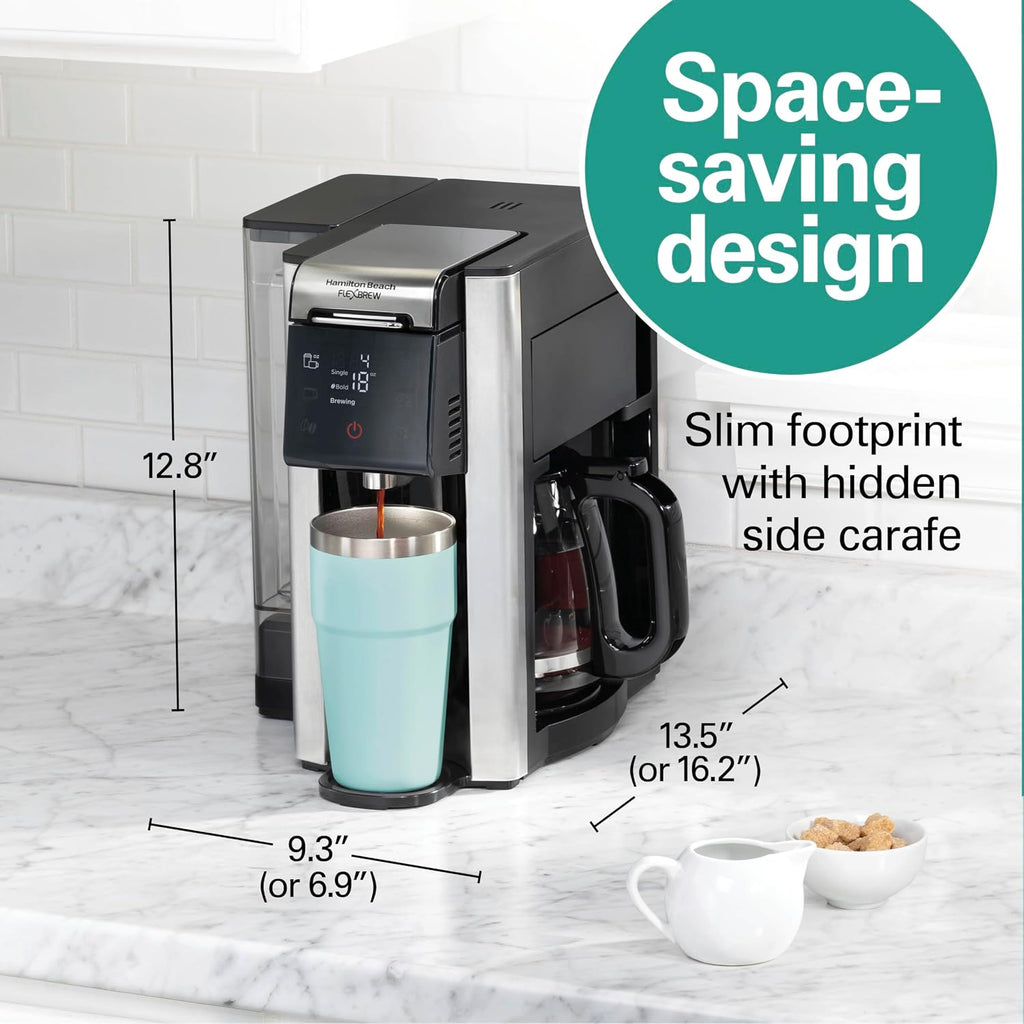Hamilton Beach Flexbrew Advanced 5-In-1 Drip & Single Serve Coffee Maker | Single Serve Hot & Iced Coffee Maker | 12 Cup Programmable Drip Coffee Maker | Removable 60 Oz. Reservoir | Black